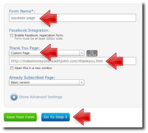 Aweber Sign Up Form Configuration
