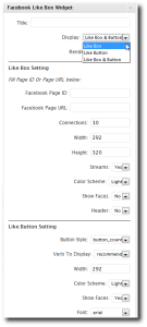 Facebook Like Box Widget settings